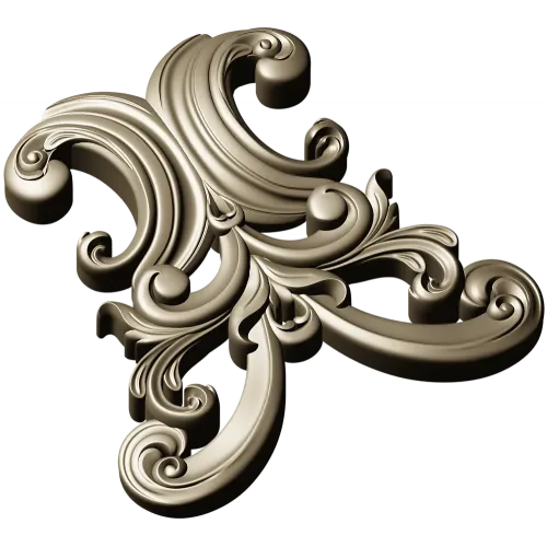 Baroque Acanthus Cartouche STL for CNC Milling
