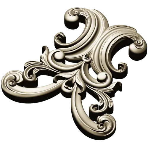 Baroque Acanthus Cartouche STL for CNC Milling