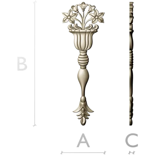 Classical Vase Floral Applique STL for CNC