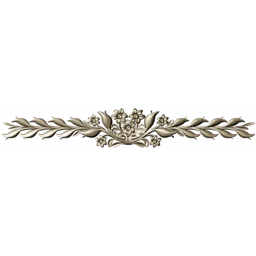 Floral Laurel Bouquet STL for CNC - Decorative Horizontal Applique