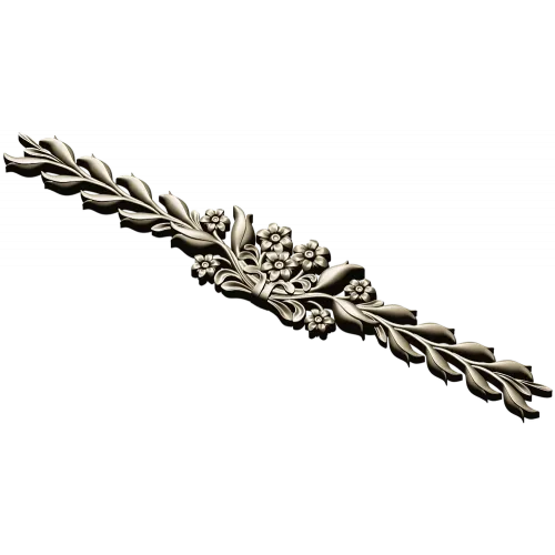 Floral Laurel Bouquet STL for CNC - Decorative Horizontal Applique