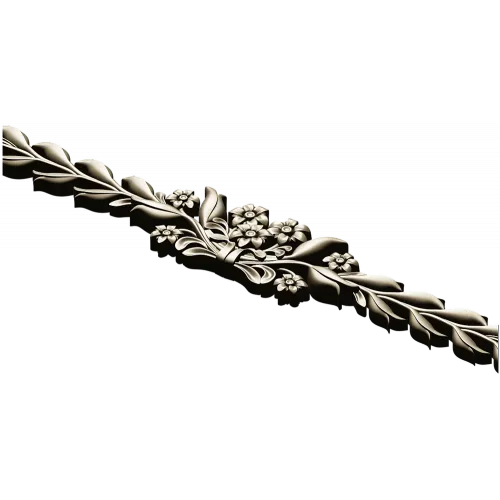 Floral Laurel Bouquet STL for CNC - Decorative Horizontal Applique