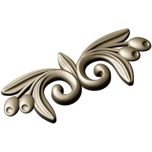 Laurel swirl ornamental applique - STL 3D model for CNC
