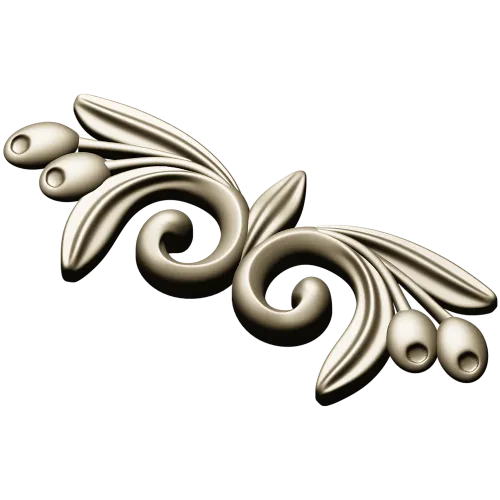 Laurel swirl ornamental applique - STL 3D model for CNC
