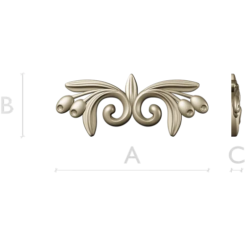 Laurel swirl ornamental applique - STL 3D model for CNC