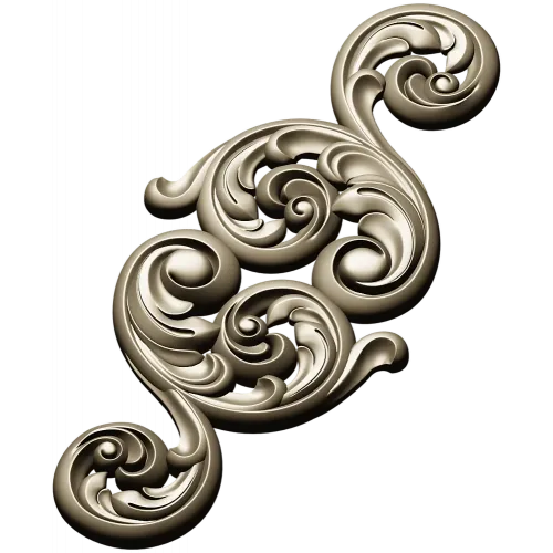 Acanthus Scroll Vertical Applique - STL 3D Model for CNC