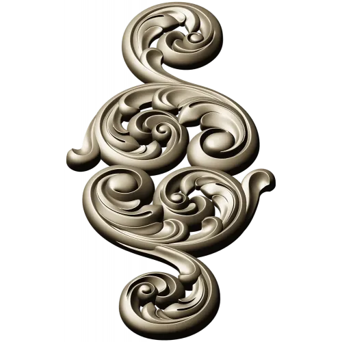 Acanthus Scroll Vertical Applique - STL 3D Model for CNC