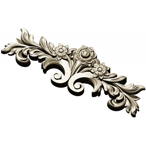 Rococo floral cartouche STL for CNC
