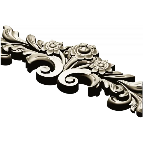 Rococo floral cartouche STL for CNC