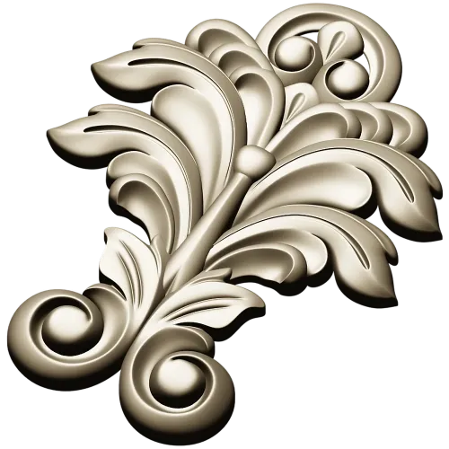 Acanthus Leaf Vertical Ornament STL for CNC