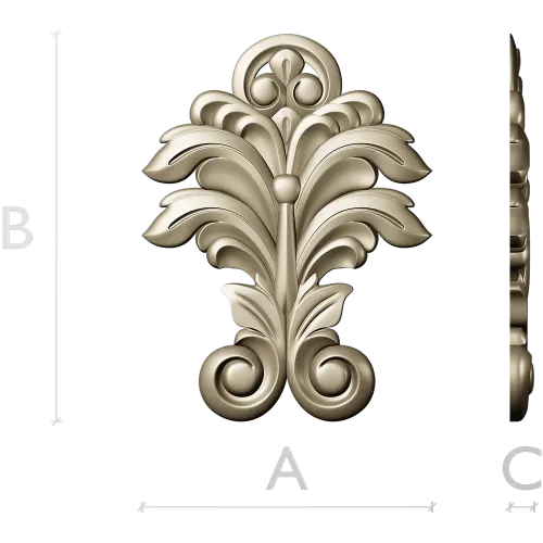 Acanthus Leaf Vertical Ornament STL for CNC