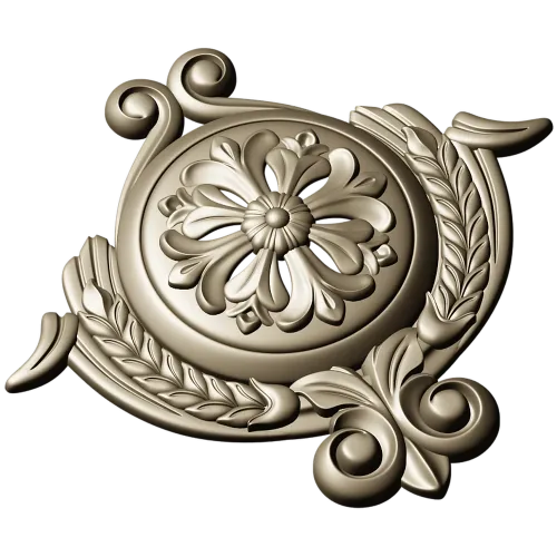 Рельефный медальон с розеткой и лавровым венком (STL для ЧПУ)