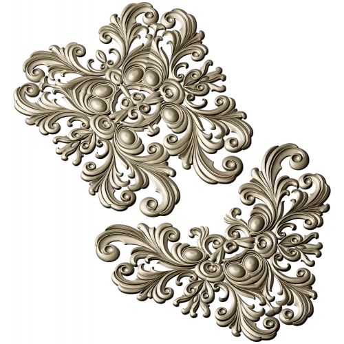 Baroque Acanthus Cartouche - High-Relief STL Model for CNC