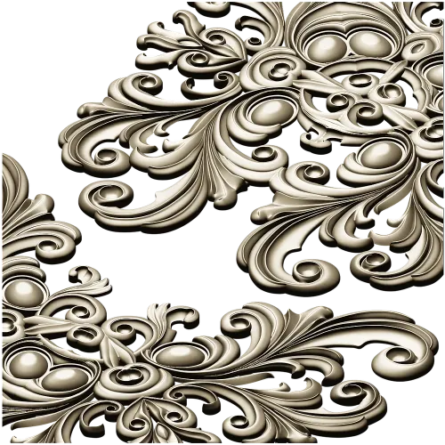 Baroque Acanthus Cartouche - High-Relief STL Model for CNC