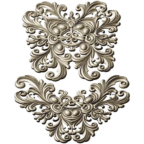 Baroque Acanthus Cartouche - High-Relief STL Model for CNC