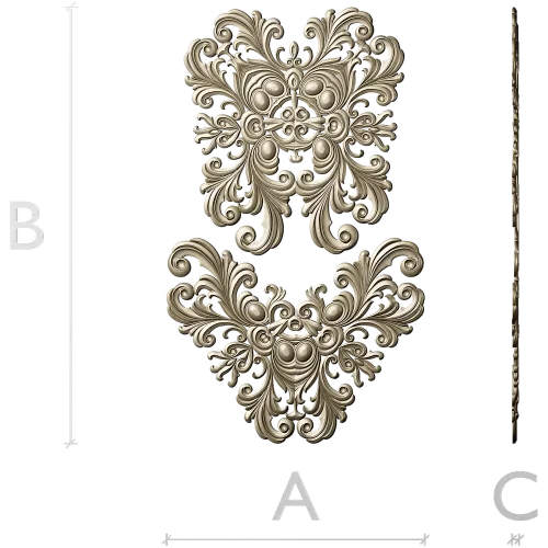 Baroque Acanthus Cartouche - High-Relief STL Model for CNC