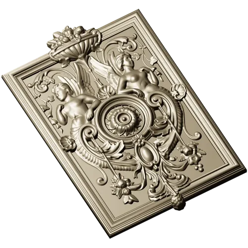 Cherubic Medallion Relief STL