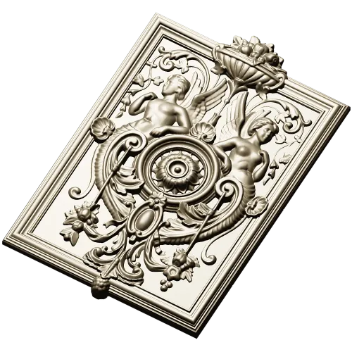 Cherubic Medallion Relief STL