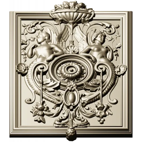 Cherubic Medallion Relief STL