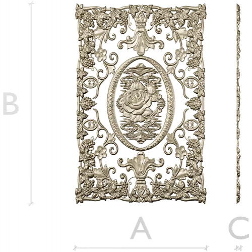 Rose Medallion Vine Panel - STL 3D model for CNC milling
