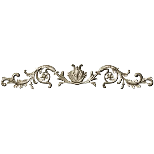 Rococo Floral Scroll STL for CNC - High-Relief 3D Model