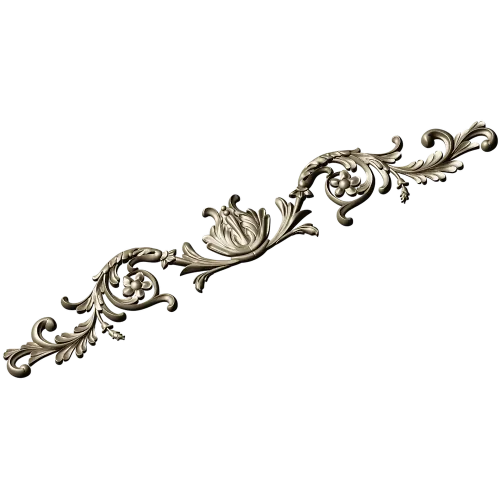 Rococo Floral Scroll STL for CNC - High-Relief 3D Model