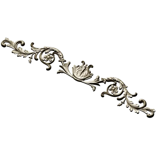 Rococo Floral Scroll STL for CNC - High-Relief 3D Model