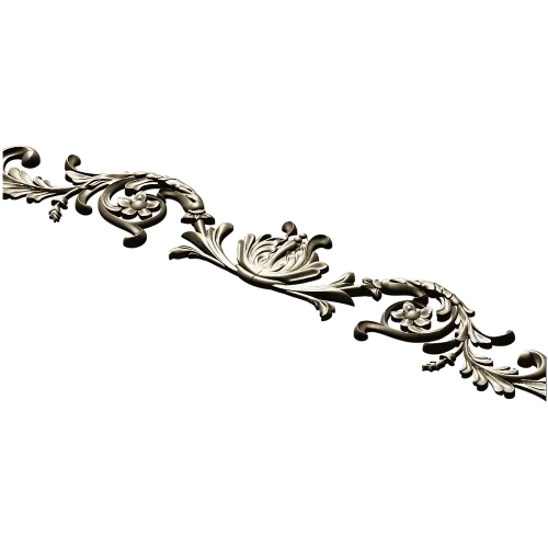 Rococo Floral Scroll STL for CNC - High-Relief 3D Model