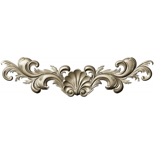 Shell & Acanthus Horizontal Applique STL 3D Model for CNC