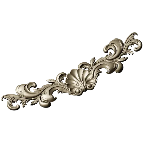 Shell & Acanthus Horizontal Applique STL 3D Model for CNC