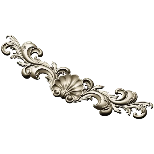Shell & Acanthus Horizontal Applique STL 3D Model for CNC