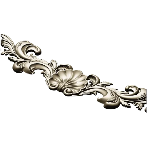 Shell & Acanthus Horizontal Applique STL 3D Model for CNC