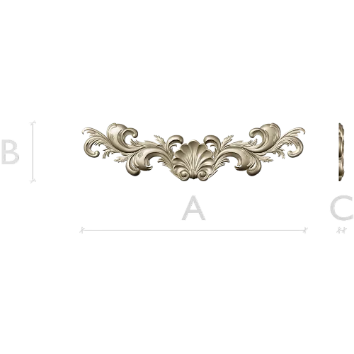 Shell & Acanthus Horizontal Applique STL 3D Model for CNC