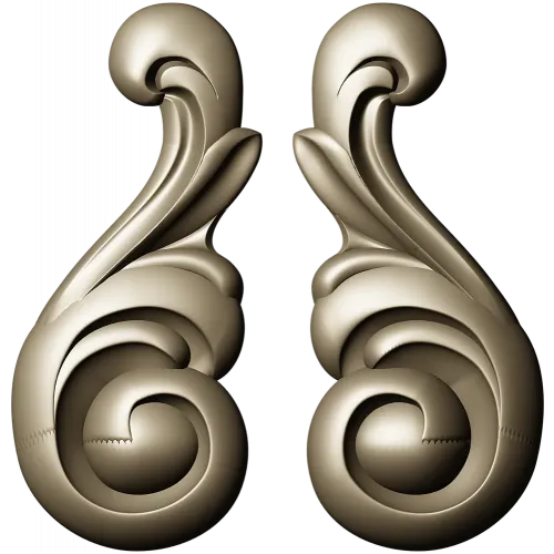 Acanthus Scroll Applique STL - high-relief 3D model for CNC