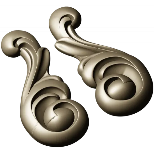 Acanthus Scroll Applique STL - high-relief 3D model for CNC