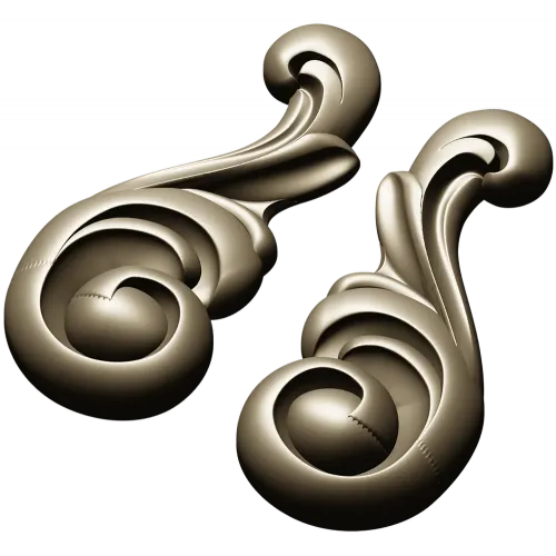Acanthus Scroll Applique STL - high-relief 3D model for CNC