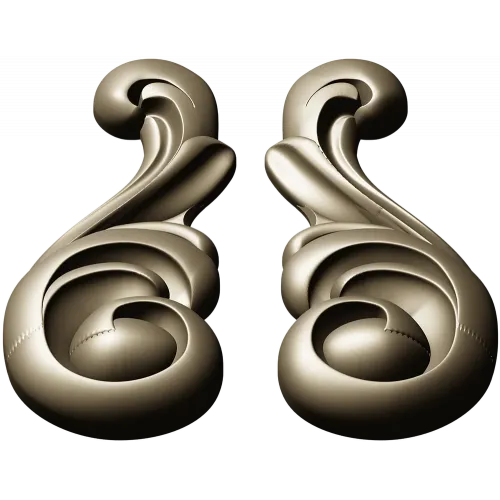 Acanthus Scroll Applique STL - high-relief 3D model for CNC