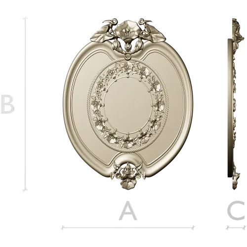 Oval Floral Medallion - STL 3D Model for CNC Routing
