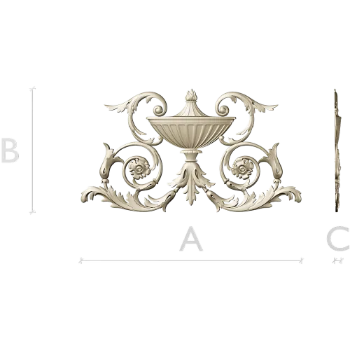 Acanthus Urn Cartouche - STL 3D model for CNC routing