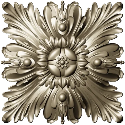 Acanthus Star Rosette - STL 3D model for CNC carving