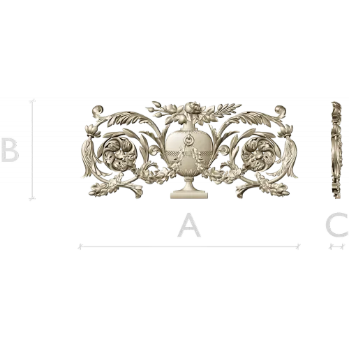 Neoclassical Urn Cartouche - STL 3D Model for CNC