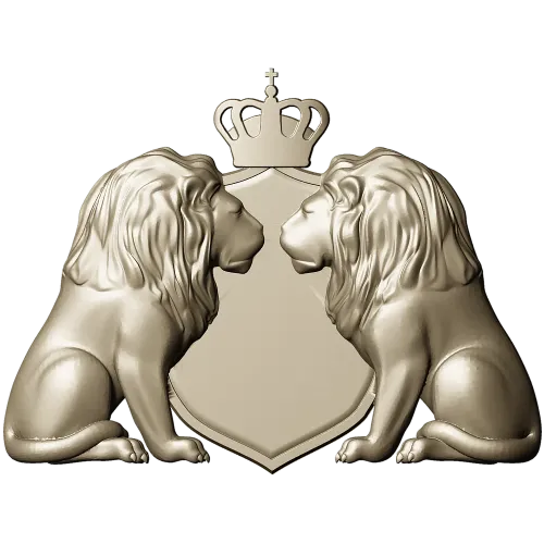 Regal Twin Lions Crest - STL 3D model for CNC carving