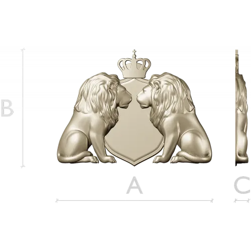 Regal Twin Lions Crest - STL 3D model for CNC carving