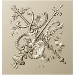 Heraldic Caduceus Cartouche