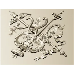 Heraldic Caduceus Cartouche