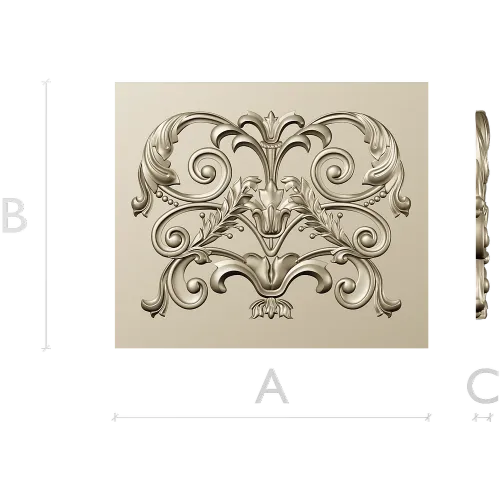 Baroque Acanthus Relief Panel STL for CNC