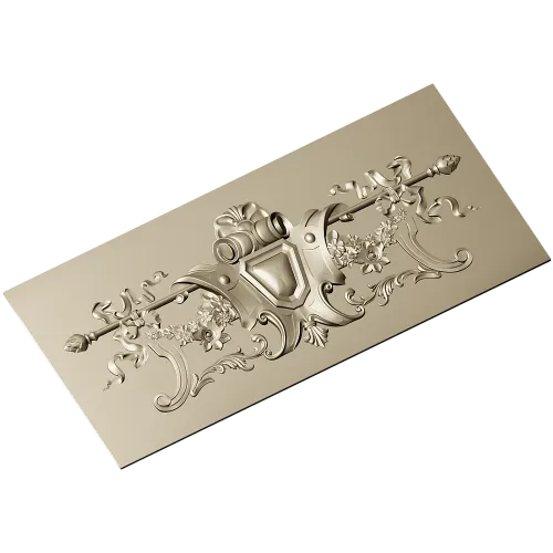 Heraldic Floral Cartouche - STL 3D model for CNC panel