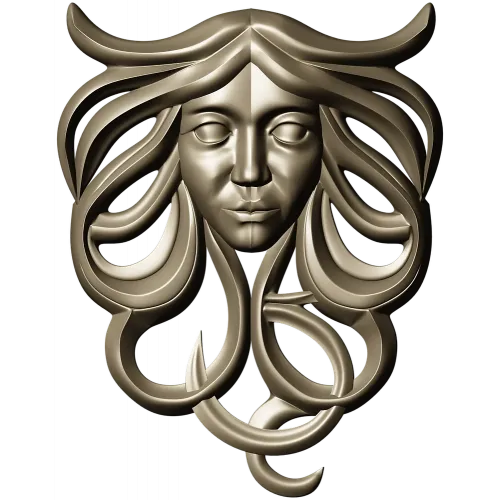 Horned Maiden Decorative Relief STL