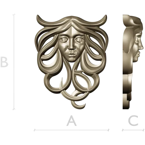 Horned Maiden Decorative Relief STL