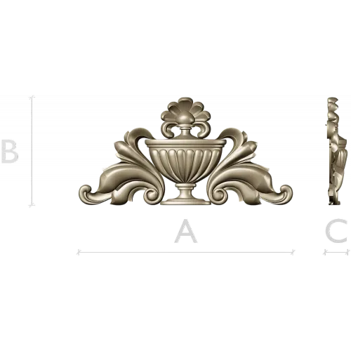 Classical Acanthus Urn Cartouche - STL 3D Model for CNC
